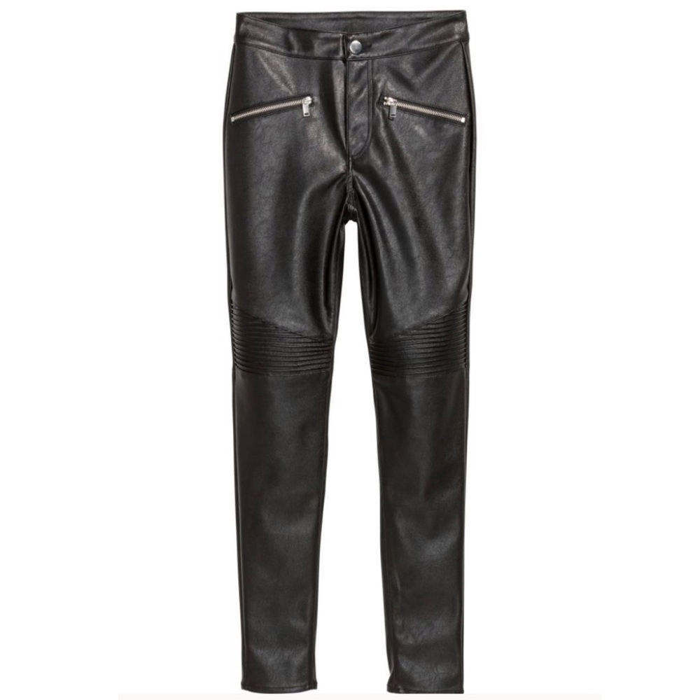 H&M Black Faux Leather Pant Size 8